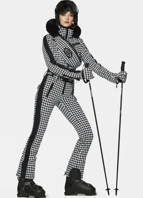 Suit houndstooth white ski