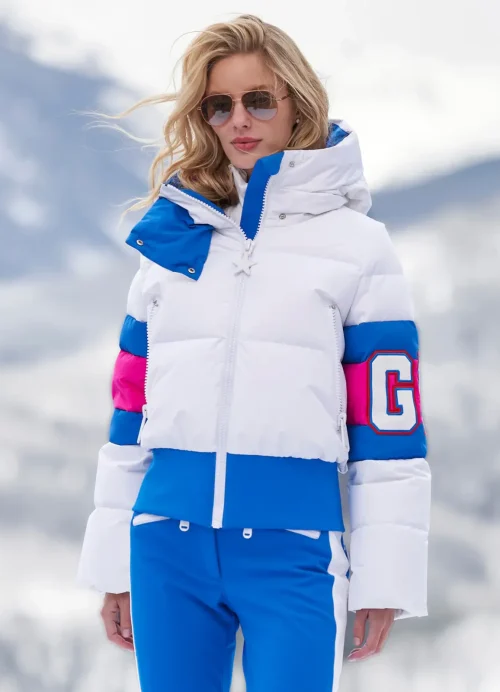 White blue jacket ski