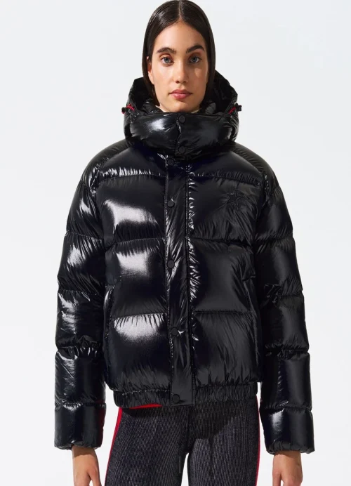 Metallic black puffer jacket