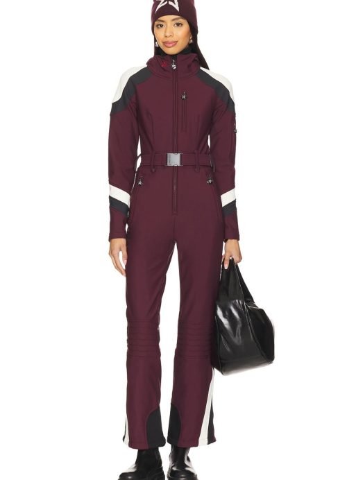 Burgundy/white perfect moment ski suit