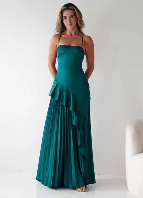 Emerald Ruffle Pleated DRESS
