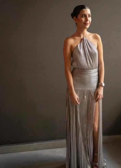 Silver halter dress