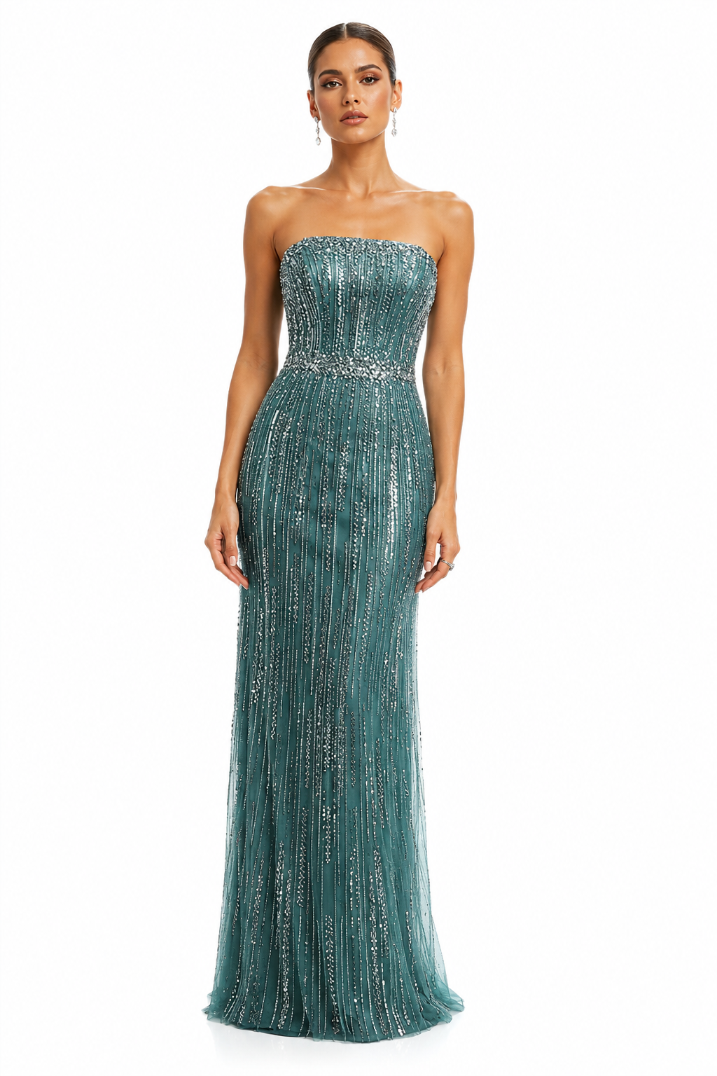 EMERALD CRYSTAL STRAPLESS GOWN