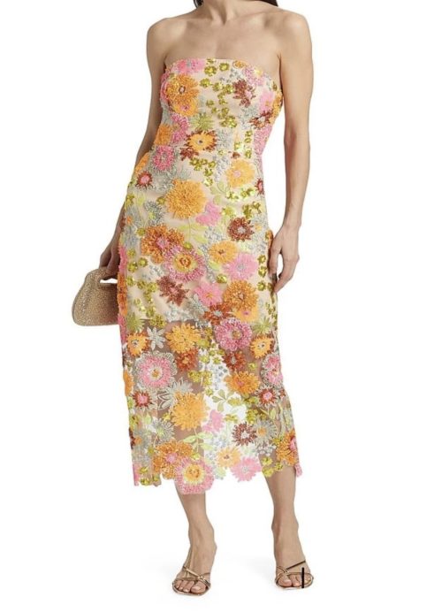 KAIT FLORAL BLOSSOM SEQUIN DRESS