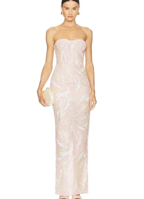 BRONX & BANCO SEQUIN BABY PINK GOWN